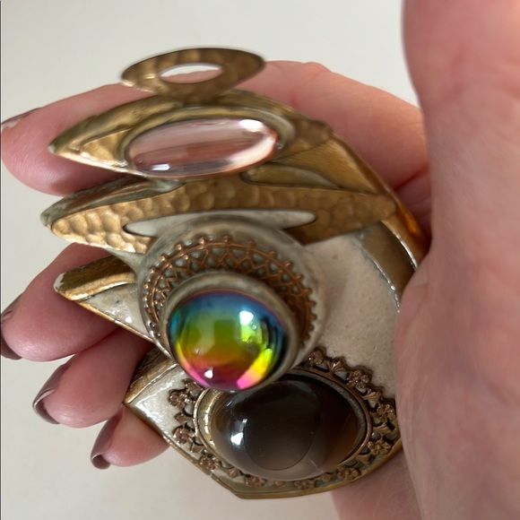 80s Vintage Multicolor Stone Brooch large size - Picture 6 of 13